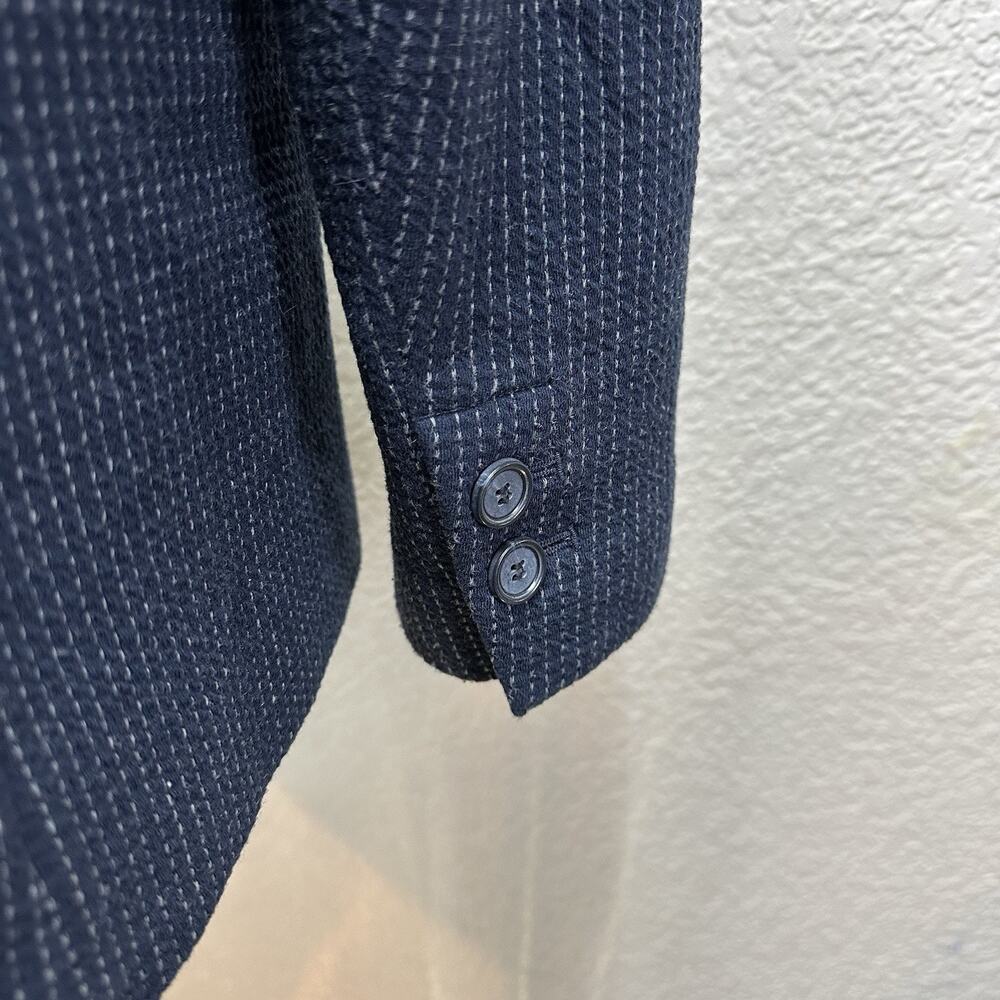 LOFT Textured Blazer Size 14 Navy Blue Career Office Preppy Academia Chic Basic - Picture 8 of 12
